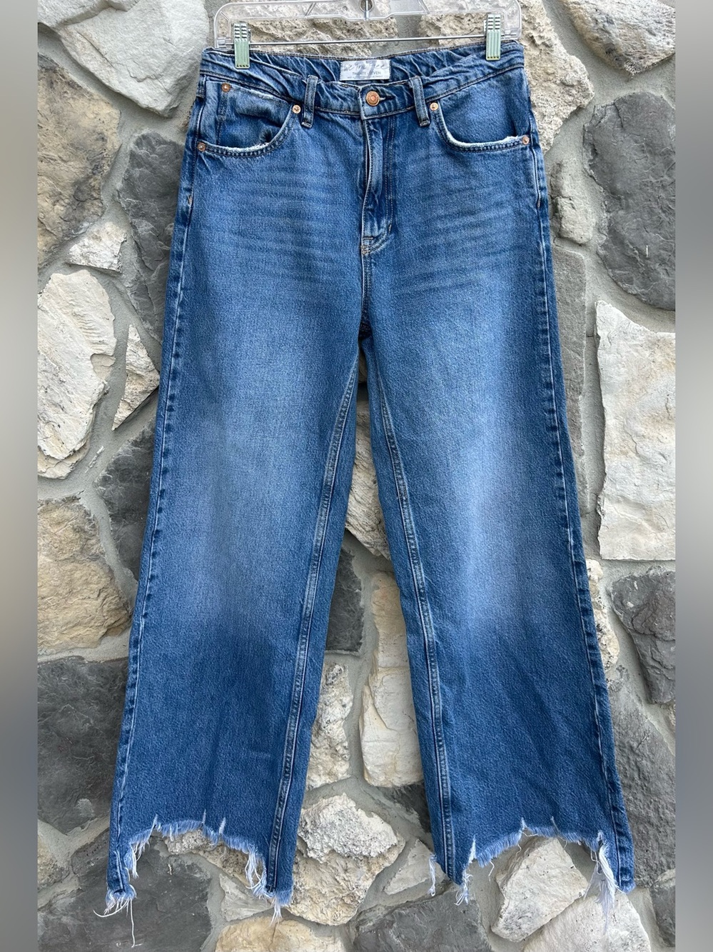 We The Free Straight Up Baggy Jeans Size 27 Free People Trendy Denim Raw Hem